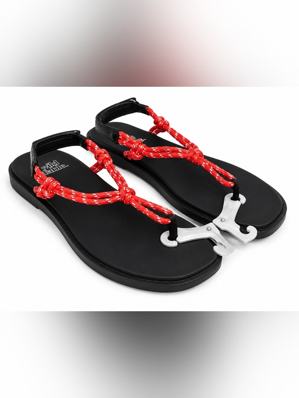 NWT Wild Fable Carson Red Rope Knot Thong Sandals Black 7 Resort Beach Cruise